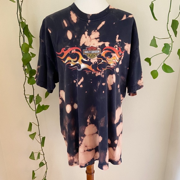 Harley-Davidson Tops - Vintage 90s Harley-Davidson Bleach Dyed Tee